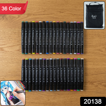 36 Color Dual Tip Art Sketch Markers Set With Carry Case