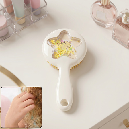 Cute Star Design Kids Hair Brush Soft Bristle Detangling Hair Comb (1 Pc)