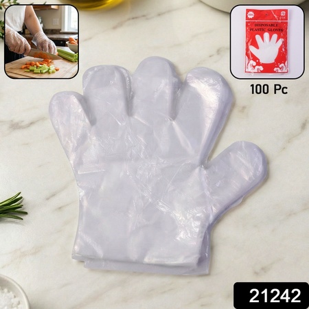 Disposable Transparent Plastic Gloves (100 Piece Pack)