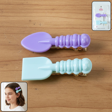 Cute Mini Spade Leaf Shape Hair Clip Set (2 Pc)