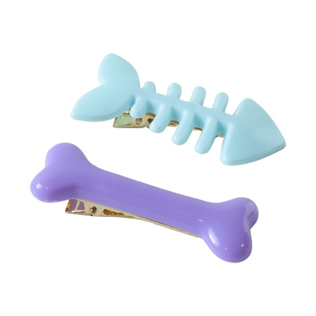 Cute Fishbone Bone Shape Hair Clip Set (4 Pc)