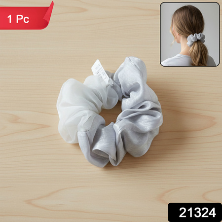 Dual-tone Satin Mesh Fabric Hair Scrunchie (1 Pc)