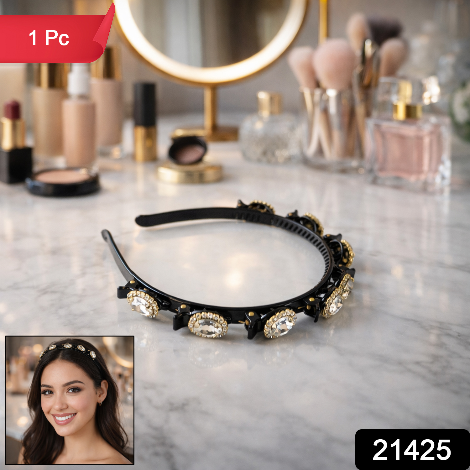 Premium Crystal Studded Designer Hairband For Women Girls (1 Pc)