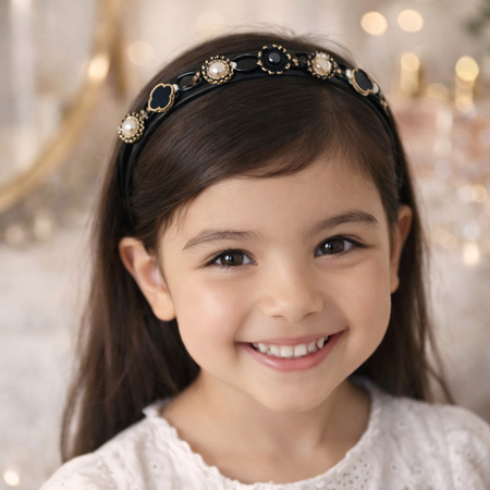 Premium Decorative Headband Stylish Black Gold Finish Hair Band (1 Pc)