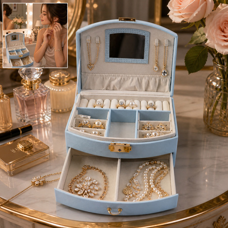 Premium Multi Layer Jewelry Storage Box With Mirror (1 Set)