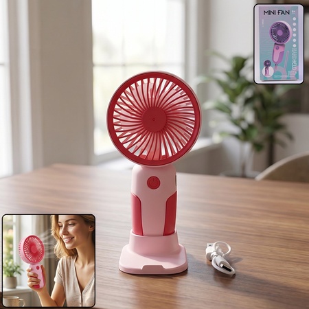 Mini Handheld Rechargeable Personal Fan With Stand Portable Usb Desk Fan (1 Pc)
