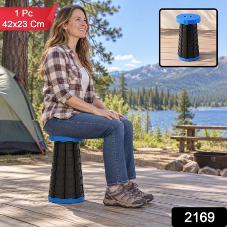 Telescopic Folding Stool Retractable Portable Camping And Fishing Seat (1 Pc 42x23 Cm)