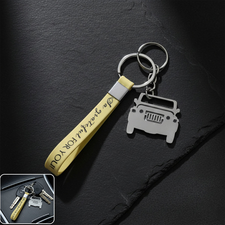 Stylish Dual-keyring Metal Car Keychain Set (1 Set)