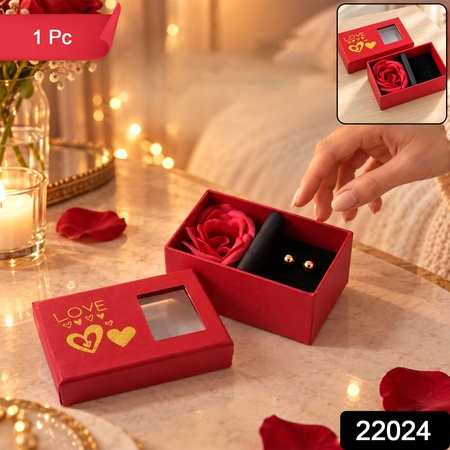 Rose Flower Ring And Jewellery Gift Box With Display Window (1 Pc)