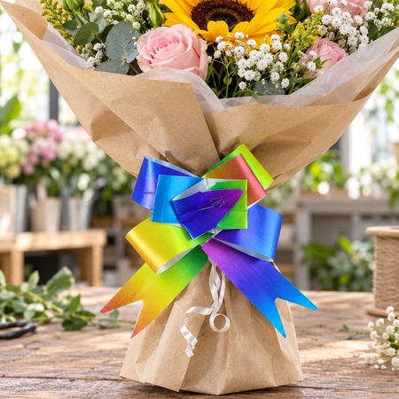 Colourful Pull Bow Ribbons For Gift Wrapping Bouquets And Hampers (5 Pc)