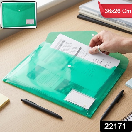 A4 Plastic Document File Folder With Button Closure For Office Paper Storage Use