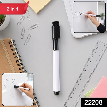 2 In 1 Whiteboard Marker  Dual End Marker With Eraser Cap