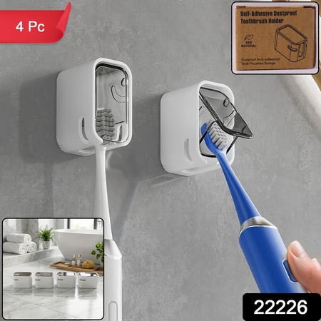 Self Adhesive Dustproof Toothbrush Holder  Space-saving Wall Mount