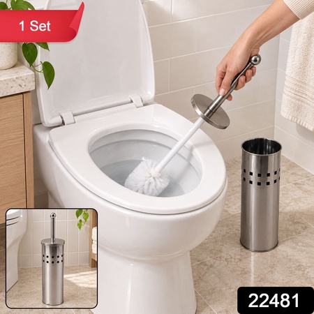 Stainless Steel Toilet Brush With Holder Toilet Cleaning Brush Stand (1 Set)