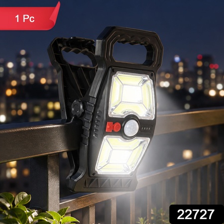 Solar Motion Sensor Cob Clip Light With Usb-c Charging And Handle (1 Pc)