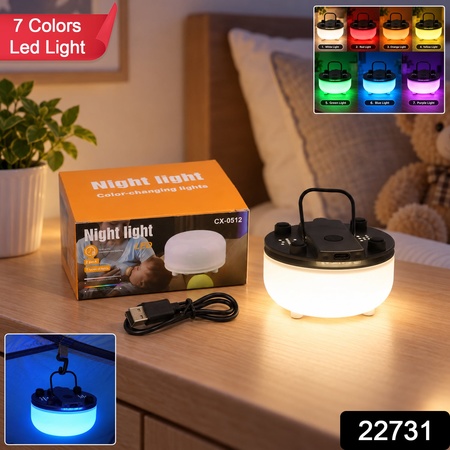 Portable Led Night Light With Usb Charging And Hanging Handle (7 Colors)