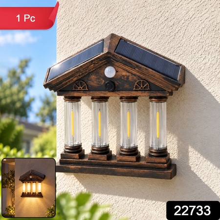 4 Cob Motion Sensor Solar Wall Light For Garden And Porch Warm Glow (1 Pc)