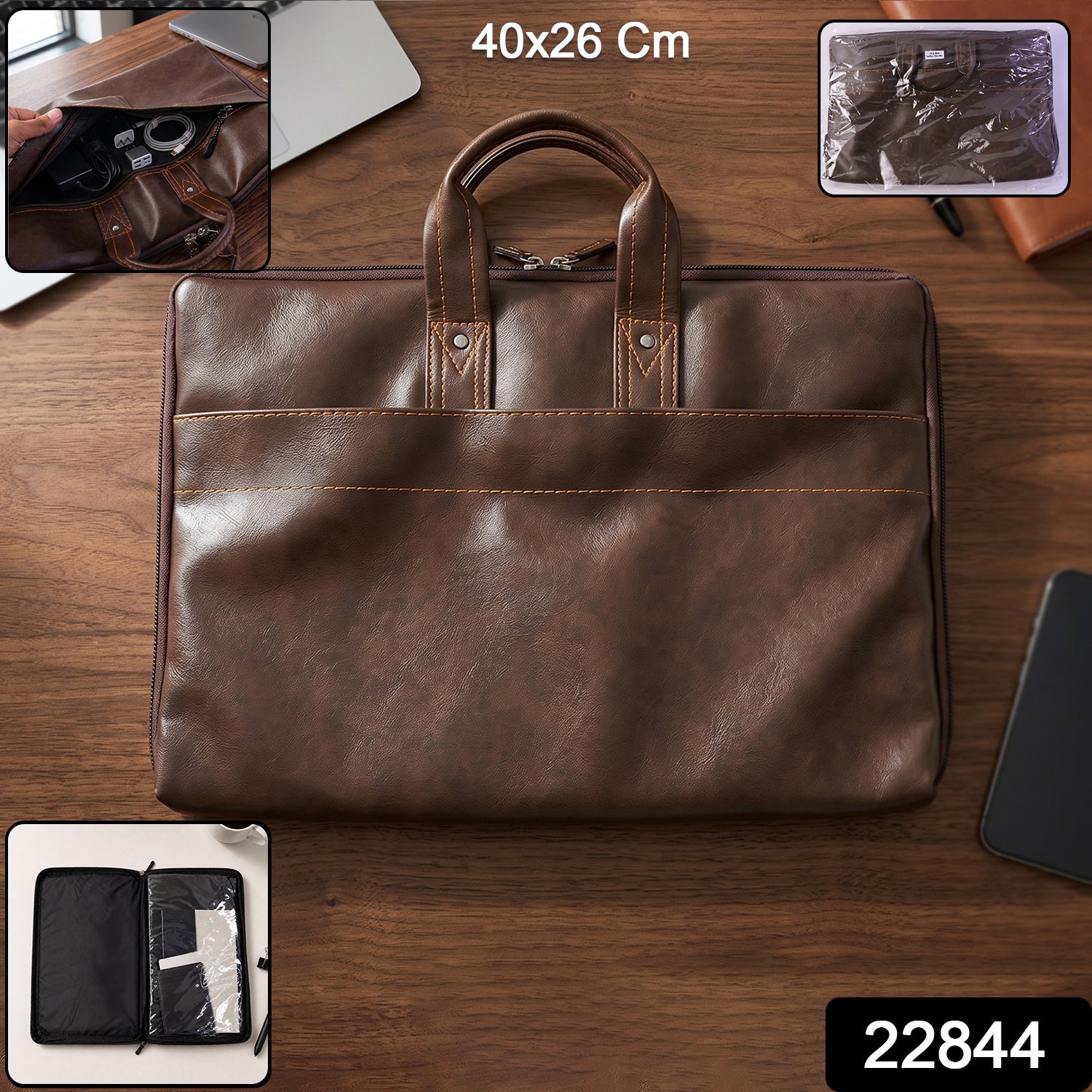 Leather Laptop Bag Stylish Durable Office Briefcase