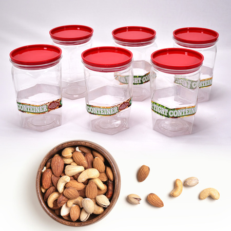 2299 Air Tight Kitchen Storage Container For Rice Dal Atta Bpa-free Flour Cereals Snacks Stackable Modular Round. (Approx - 1100ml Set Of 6pcs)