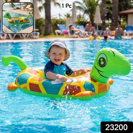 Kids Inflatable Turtle Swim Ring Pool Float With Handle Grip  1 Pc