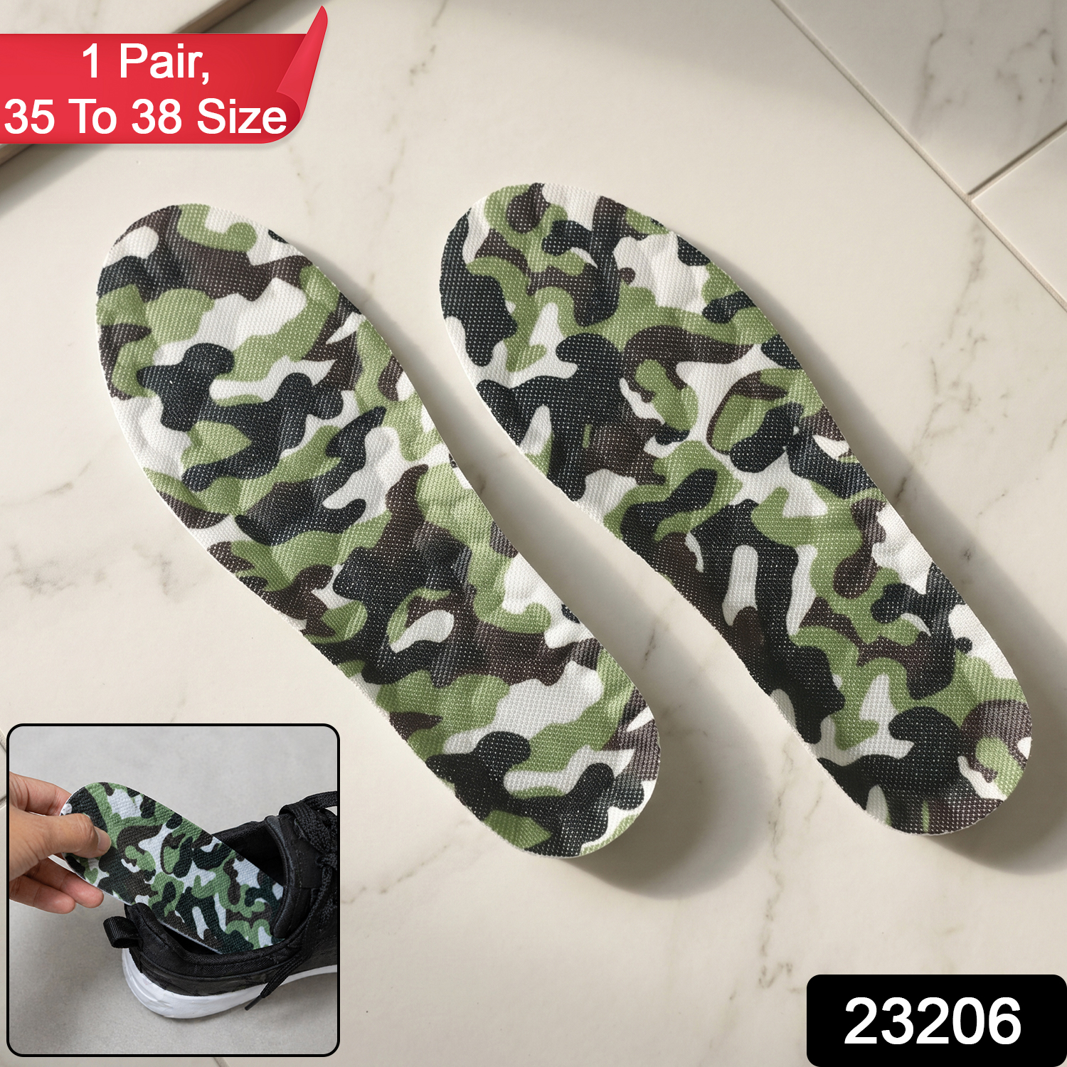 Camouflage Comfort Shoe Insoles Soft Cushion (1 Pair 35 To 38 Size)