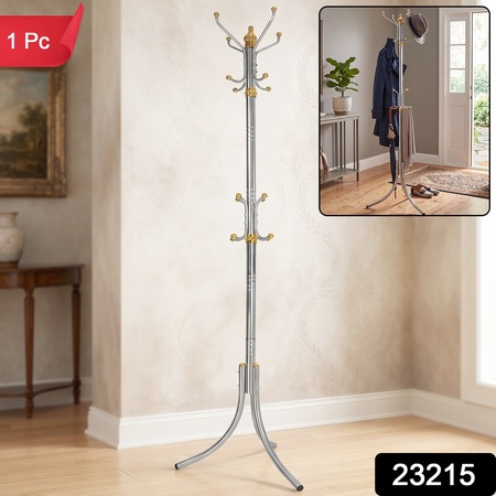 Metal Floor Standing Coat Rack Clothes Hanger Stand With Multi Hooks (1 Pc)