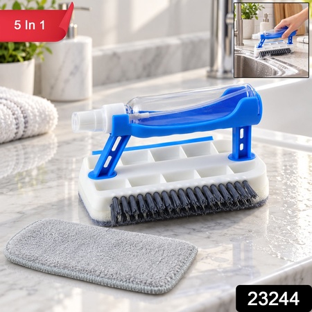 Multipurpose Cleaning Brush With Spray Squeegee And Wiping Pad (5 In 1)