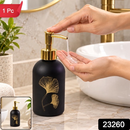 Manual Liquid Soap Dispenser With Leaf Design And Refillable Pump Bottle (1 Pc)