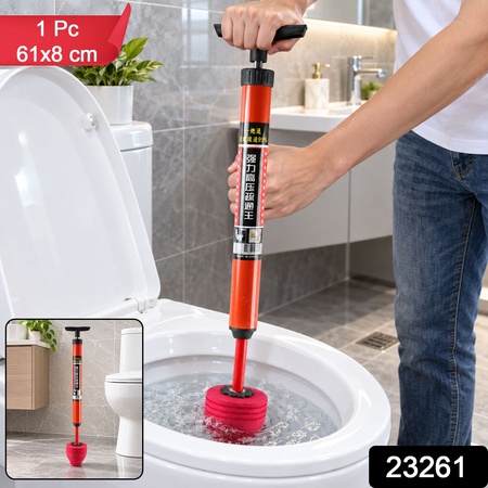 Toilet Drain Unclogging Pump Plunger With T Handle And Foam Cup (1 Pc 61x8 Cm)