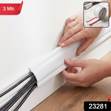 Adhesive Cable Protector Cord Cover 3 Meter Floor Wall Wire Hider (3 Mtr)