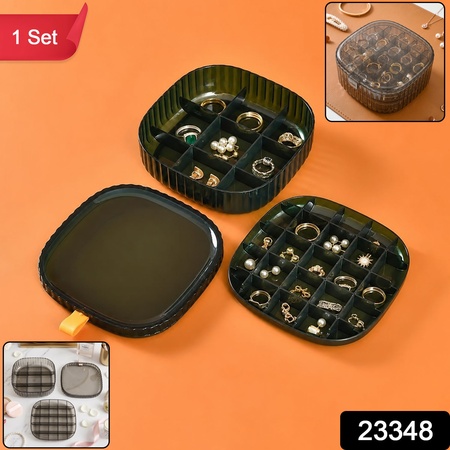 Plastic Multi-compartment Jewelry Organizer Box Stackable Ring Storage (1 Set)