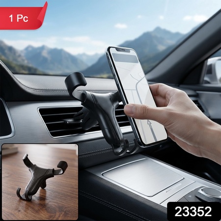 Universal Adjustable Car Phone Holder With Gravity Lock For Air Vent Use (1 Pc)