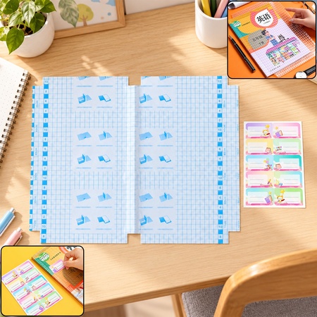 Transparent Self Adhesive Plastic Book Cover Set With Name Labels For School Use