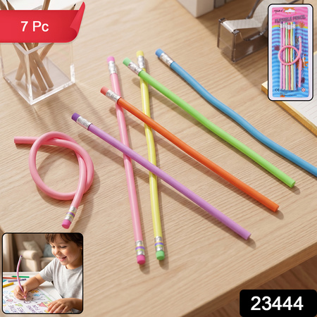 Flexible Bendable Pencils With Eraser 7 Pc Colorful Soft Magic Pencil Set