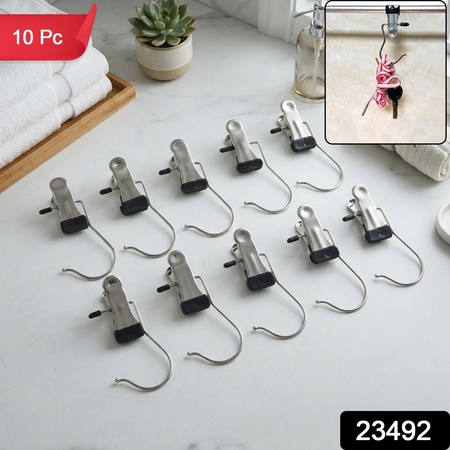 Metal Pants Trouser Clip Holder Hangers With Hooks For Wardrobe Storage (10 Pc)