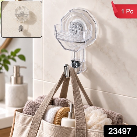 Transparent Multipurpose Suction Wall Hook For Bathroom Kitchen And Home (1 Pc)
