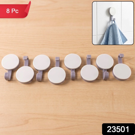 Multipurpose Self Adhesive Color Contrast Wall Hooks For Organized Home (8 Pc)