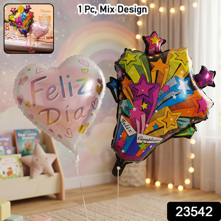 Feliz Dia Celebration Foil Balloon (1 Pc Mix Design)