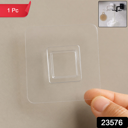 Transparent Self Adhesive Wall Hook Holder Punch Free For Kitchen Bathroom (1 Pc)