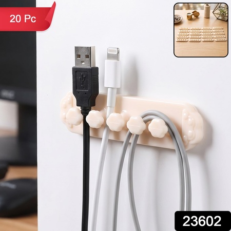Self Adhesive Plastic Wire Cable Organizer Clips For Home And Office (20 Pieces)