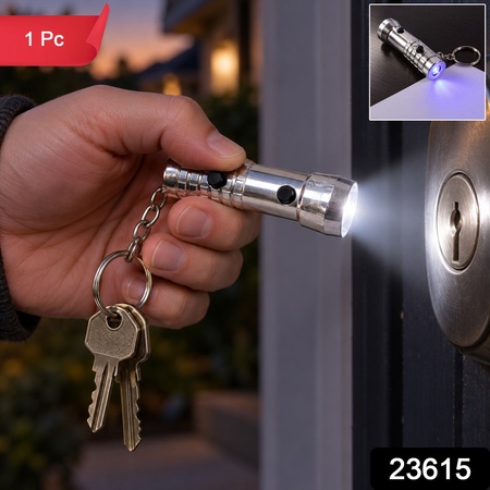 Mini Uv And White Light Keychain Torch With Dual Push Buttons For Keys (1 Pc)