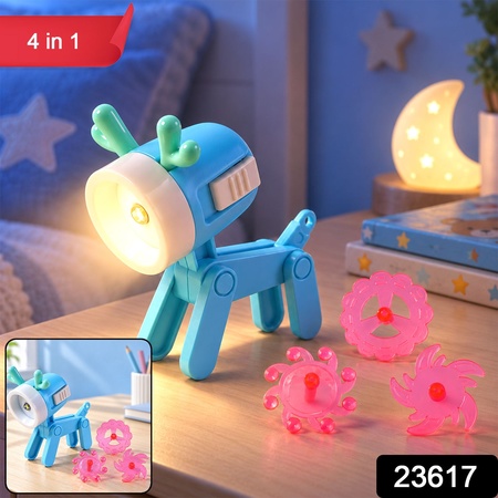 Mini Deer Led Desk Lamp With Pattern Discs And Phone Support (4 In 1)