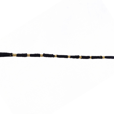 Handmade Black Thread Bracelet Rakhi With Gold Beads (1 Pc)