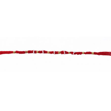 Handmade Red Bracelet Rakhi With White Beads (1 Pc)