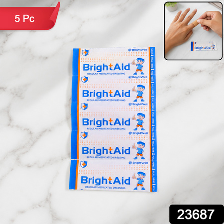 Brightaid Regular Adhesive Bandages For Cuts Wounds And First Aid (5 Pc)