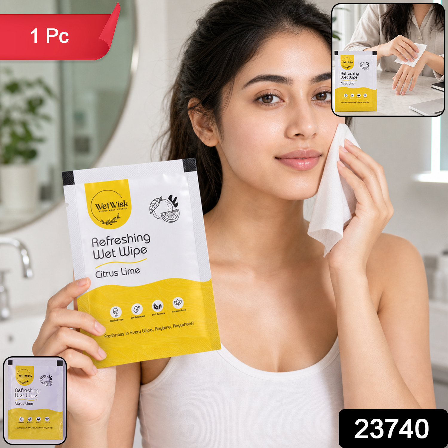 Citrus Lime Refreshing Wet Wipe Fresh Cleansing For Face Hands Body (1 Pc)