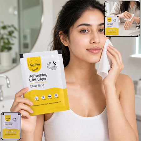 Citrus Lime Refreshing Wet Wipe Fresh Cleansing For Face Hands Body (1 Pc)