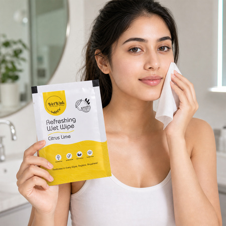 Citrus Lime Refreshing Wet Wipe Fresh Cleansing For Face Hands Body (1 Pc)