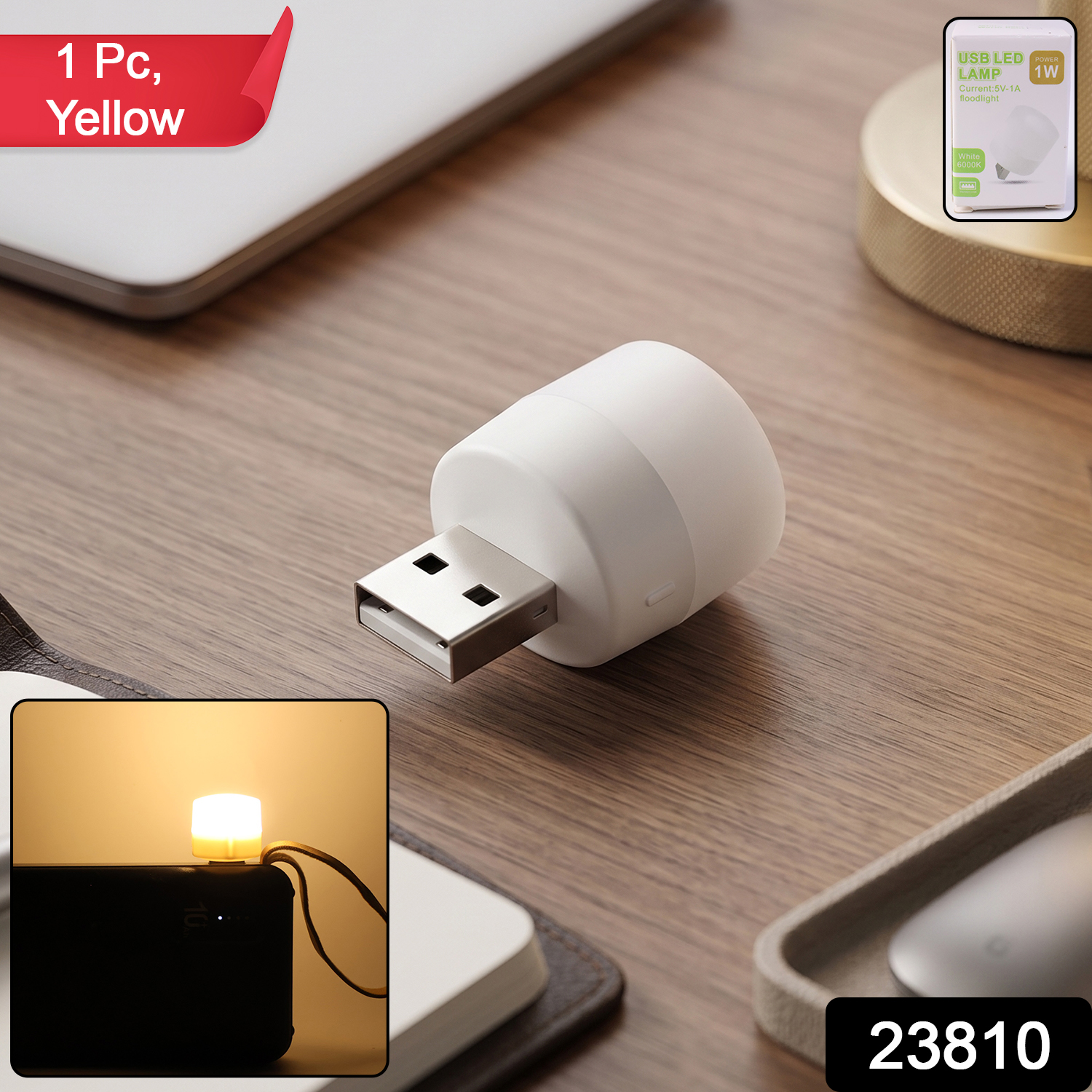 Yellow Usb Led Lamp Night Light Plug Small Led Nightlight (1 Pc)