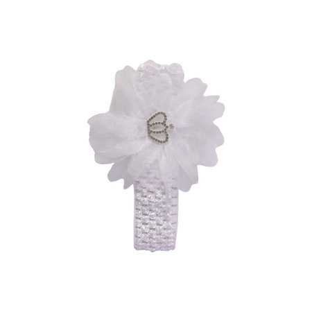 Soft Elastic Baby Hair Headband With Crown Flower Design (1 Pc)
